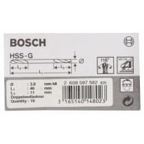 Bosch 2608597582 - HSS-G DOBLE PUNTA: 3,0 X 11 X 46: 10 UDS