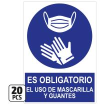 JBM 14822 - PACK DE 20 POSTERS DE "ES OBLIGATORIO EL USO DE MASCARILLA Y