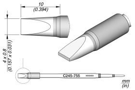 EAATA JB07C - JB07C - CARTUCHO CINCEL 4X0,8 HT PARA LAPIZ T245 (DESOLDAR G